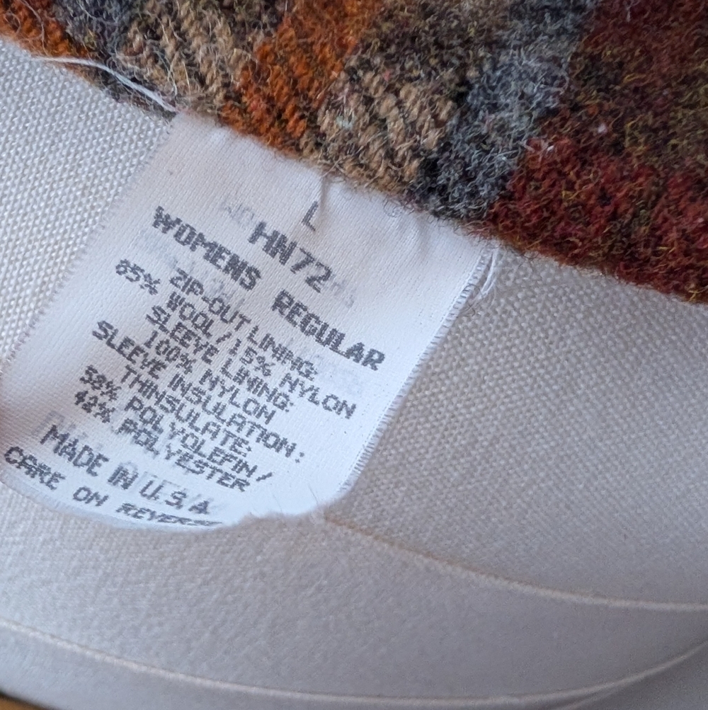 Vintage L.L. Bean Wool Blanket Lined Barn Coat Duster Women's Large Tan 90s - Picture 7 of 8